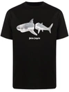 Palm Angels Shark-print Logo T-shirt In Black White