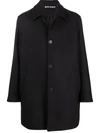 Palm Angels Single-breasted Logo-print Coat In Black