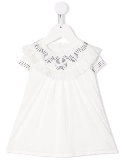 Chloé Babies' Ruffle Collar Dress In White