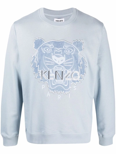 Pre-owned Kenzo Embroidered-logo Sweatshirt In Blue