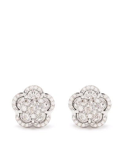 Pasquale Bruni 18kt White Gold Figlia Dei Fiori Diamond Stud Earrings In Silver