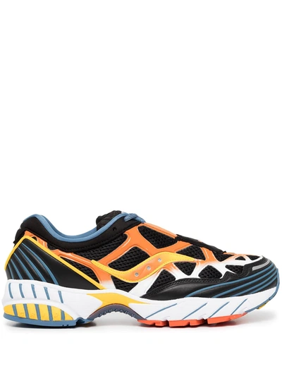 Saucony Grid Web 运动鞋 In Black Orange Yellow