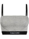 Tom Ford Logo-band Cropped Biker Shorts In Grey Melange
