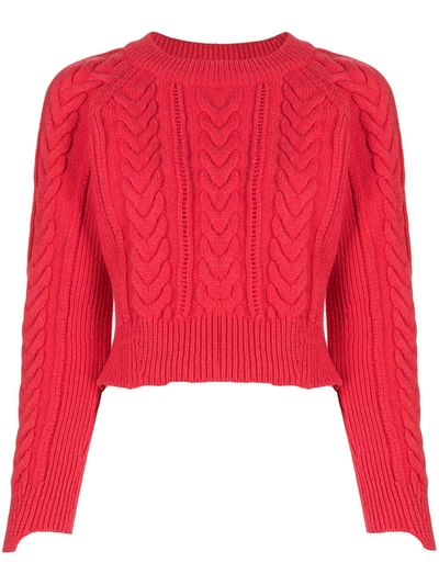 Alexander Mcqueen Cable-knit Fitted Jumper In Coral