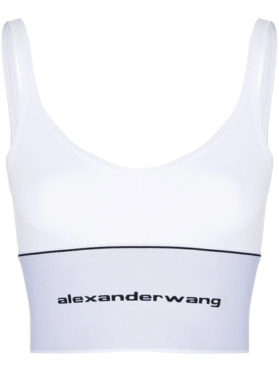Alexander Wang Logo Elasticated-hem Bra In White