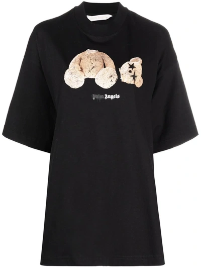 Palm Angels Spray Bear-motif T-shirt In Black