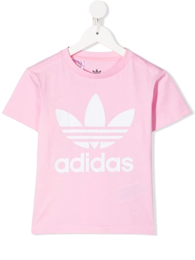 Adidas Originals Kids' Logo-print T-shirt In Pink