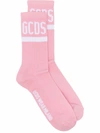 Gcds Logo Embroidered Ankle Socks In Pink