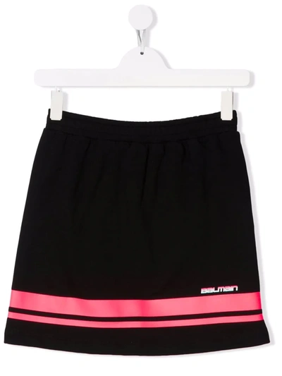 Balmain Kids' Little Girl's & Girl's Contrast Stripe Logo Skirt In Black