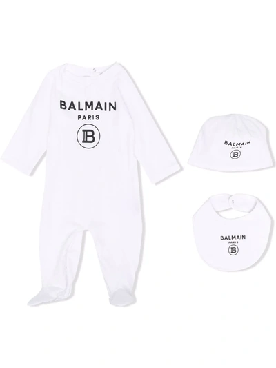 Balmain Babies' Logo-print Pajama In White