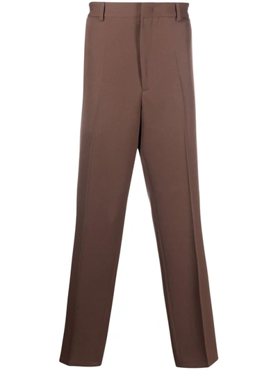 Jil Sander Pressed-crease Elasticated-waist Trousers In Brown