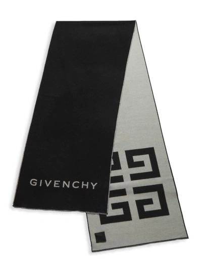 Givenchy Logo Wool-blend Scarf In Black White