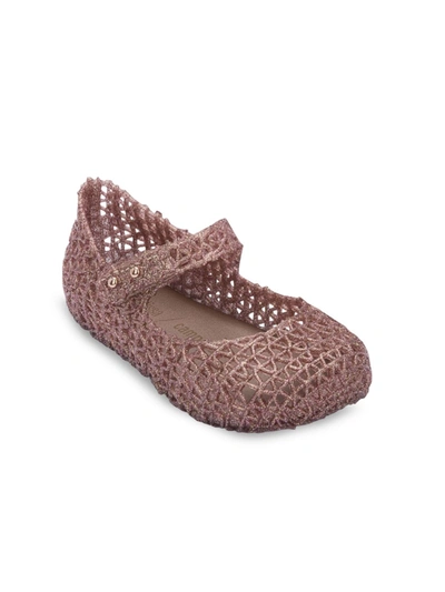 Mini Melissa Girl's Campana Papel Glitter Cutout Mary Jane Shoes, Baby/toddlers In Light Pink