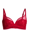 Simone Perele Bloom Sheer Plunge Underwire Bra In Wine