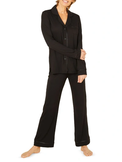 Cosabella Petite Long-sleeve Button-down Pajama Set In Black