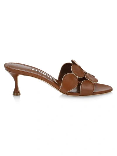 Manolo Blahnik Haribalmu 55 Leather Mules In Brown