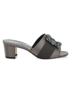 Manolo Blahnik Martanew 50 Embellished Satin Mules In Grey