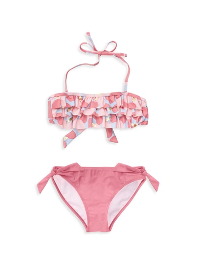 Snapper Rock Kids' Little Girl's & Girl's 2-piece Apple Love Bandeau Bikini In Pink