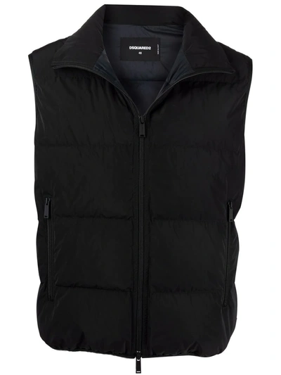 Dsquared2 Lettering Logo Puffer Gilet In Black