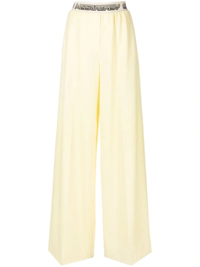 Stella Mccartney Yellow Logo Waistband Palazzo Trousers