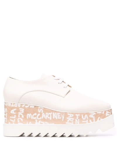 Stella Mccartney Logo Flatform Derby Shoes In Neutrals