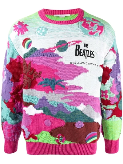 Stella Mccartney + The Beatles Get Back Embroidered Intarsia Cotton Sweater In Multicolor