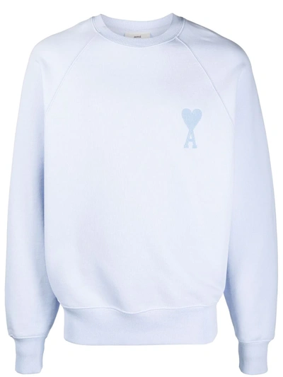 Ami Alexandre Mattiussi Ami Logo Embroidered Crewneck Sweatshirt In Blau
