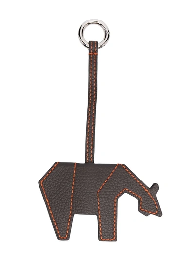 Zanellato Animal-shaped Leather Keyring In Brown