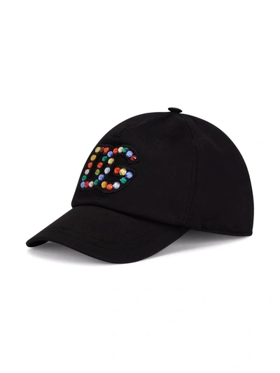 Dolce & Gabbana Kids' Studded-logo Baseball Cap In Black