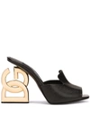 DOLCE & GABBANA DG HEEL LEATHER SANDALS