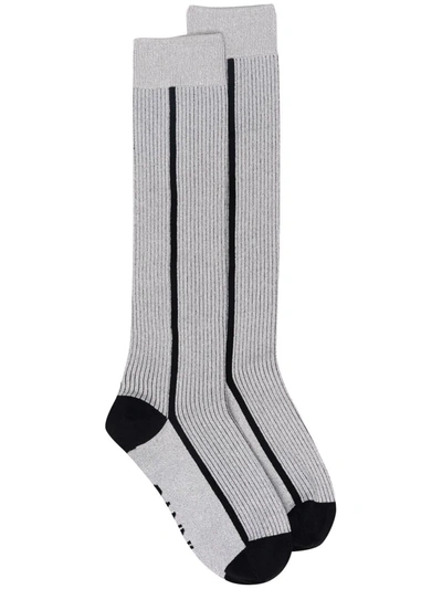 Ganni Everyday Metallic-thread Socks In Silver