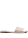Brunello Cucinelli Monili-embellished Leather Slides In Neutrals