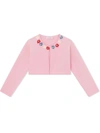 Dolce & Gabbana Cotton Cardigan With Floral Appliqués In Pink