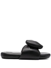 Off-white Padded Bow-embellished Slides In Black