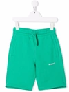 Off-white Kids' Helvetica Bermuda Shorts In Green