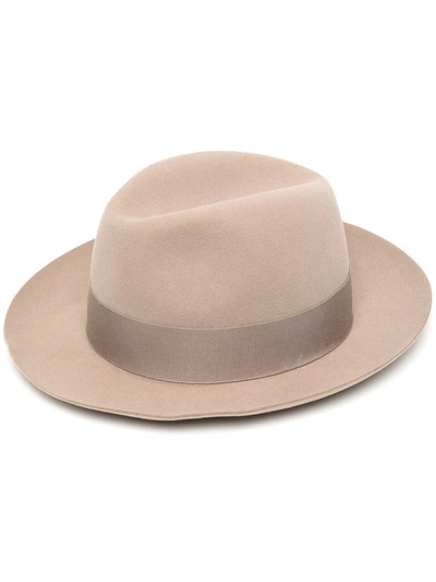 Pre-owned Hermes 2000-2010  Bow Detail Fedora Hat In Neutrals