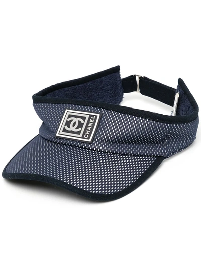 Pre-owned Chanel 2000s Cc Sports Line Visor Hat In Blue