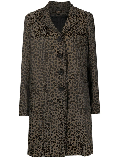 Pre-owned Fendi 1990s Leopard-print Coat In Brown