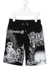 GIVENCHY PANTHER-PRINT COTTON TRACK SHORTS