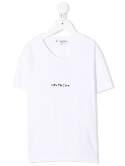 Givenchy Kids' Logo-embroidered Cotton T-shirt In White