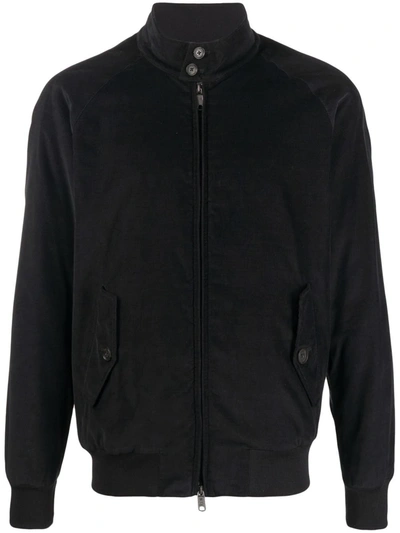 Baracuta Zip-up Cotton Bomber Jacket In Black