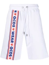 Gcds Cute Tape Logo Drawstring Shorts In White