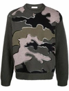 Valentino Camouflage Pattern Jumper In Green