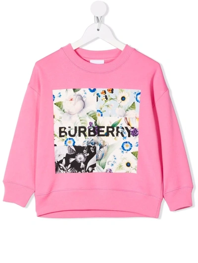 Burberry Kids' Girl's Dutch Floral Graphic Sweater In Bubble Gum Pink