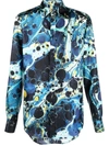Dolce & Gabbana Marbled Print Martini Shirt In Blue