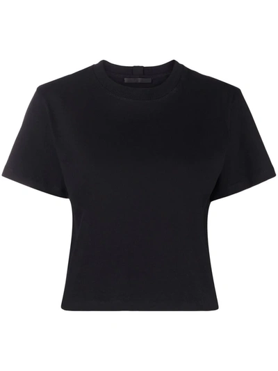 Helmut Lang Logo Cropped Cotton-jersey T-shirt In Black