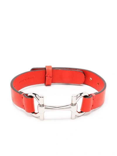 Ferragamo Gancini Leather Bracelet In Rot