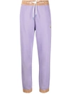 Moncler Faux Leather-trimmed Cotton-blend Jersey Track Pants In Violett