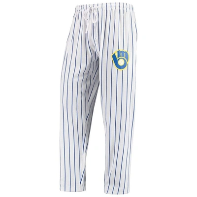Concepts Sport Men's White, Navy Milwaukee Brewers Vigor Lounge Trouser In White,navy