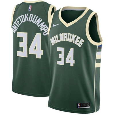 Nike Giannis Antetokounmpo Bucks Icon Edition Men's  Nba Swingman Jersey In Fir,flat Opal
